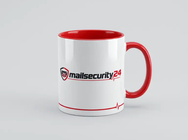 Mailsecurity24 Tasse weiß-rot (Visualisierung)