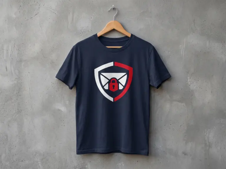 Mailsecurity24 Navy T-shirt with shield (Visualisation)