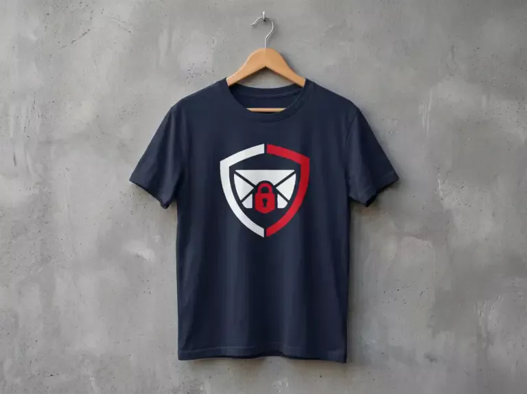 Mailsecurity24 T-Shirt navy mit Schild (Visualisierung)